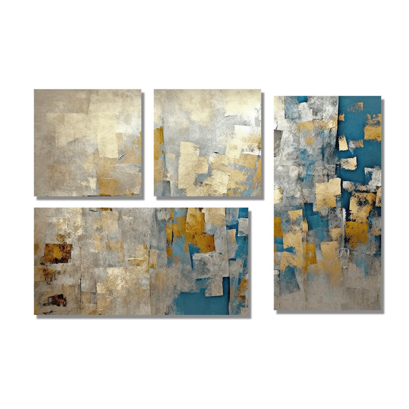 Southern Sunrise Abstract Expressionism VI - Collages de grandes impressions sur toile surdimensionnées, 4 pièces