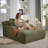 Boneless Oversized Chaise Lounge Chair Indoor, Modern 50-inch Upholstered Corduroy Deep Seat Sofa Bed with 3 Throw Pillows and Armrests, Sleeper Sofa Couch for Living Room, Bedroom Apartment-878115257