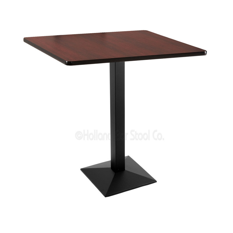 Table à piédestal à hauteur de bar, H 42 po x L 36 po x l 36 po, Noir