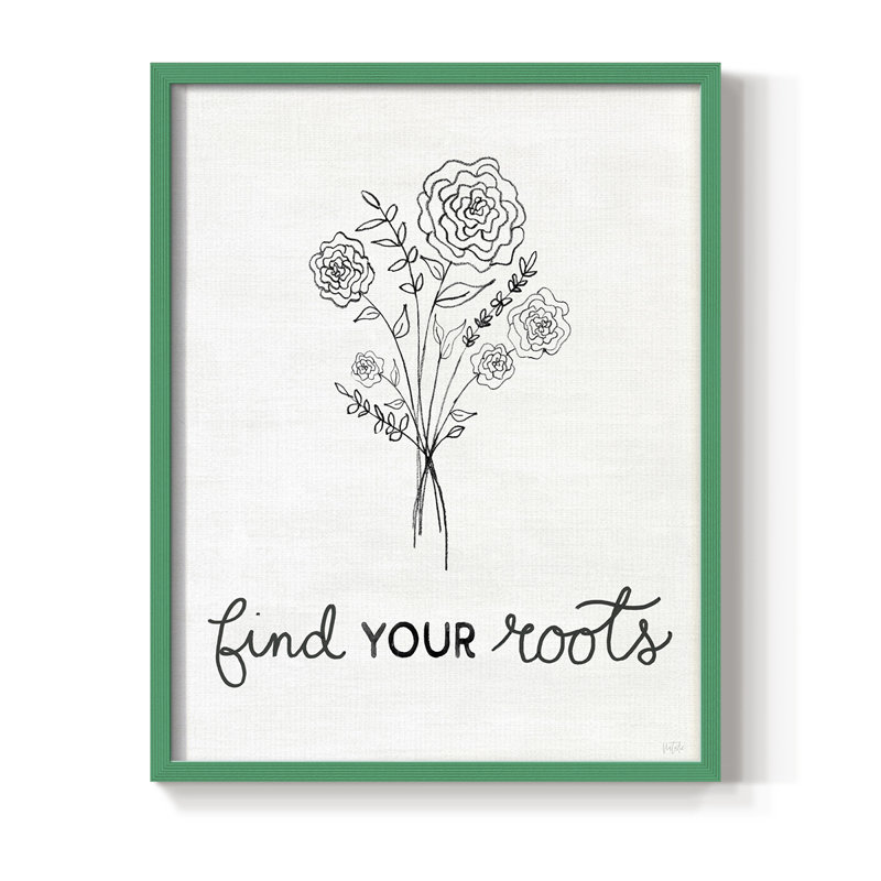 «Find Your Roots», reproduction encadrée en bois massif, H 11 po x l 9 po, Vert
