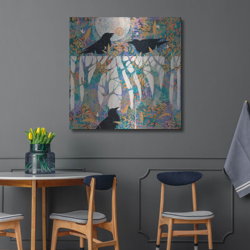  «Messagers Of The Forest» par Sue Davis, art mural en métal, 36 po x 36 po, H 36 po x l 36 po