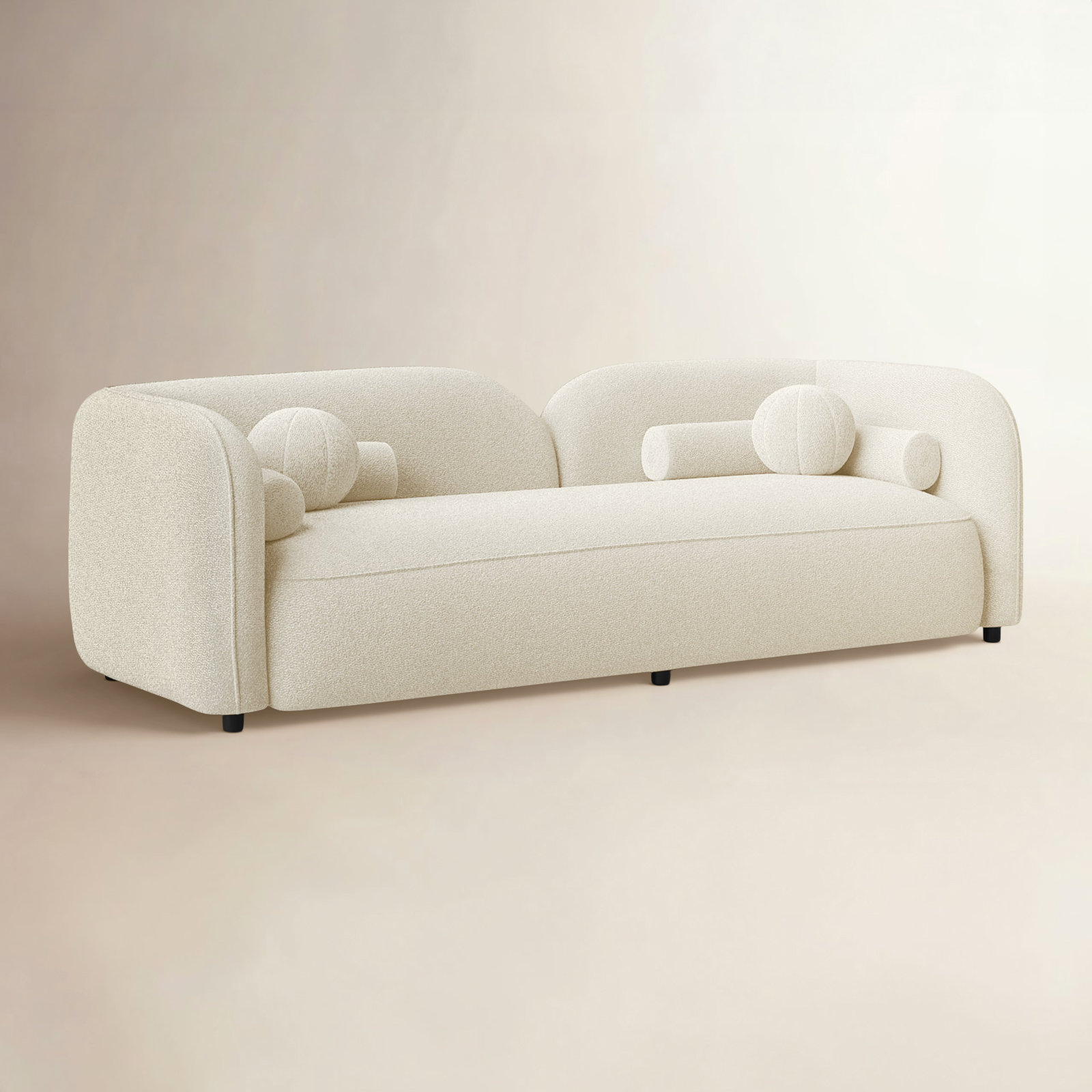 Katrien 93'' Upholstered Sofa, Ivory Boucle