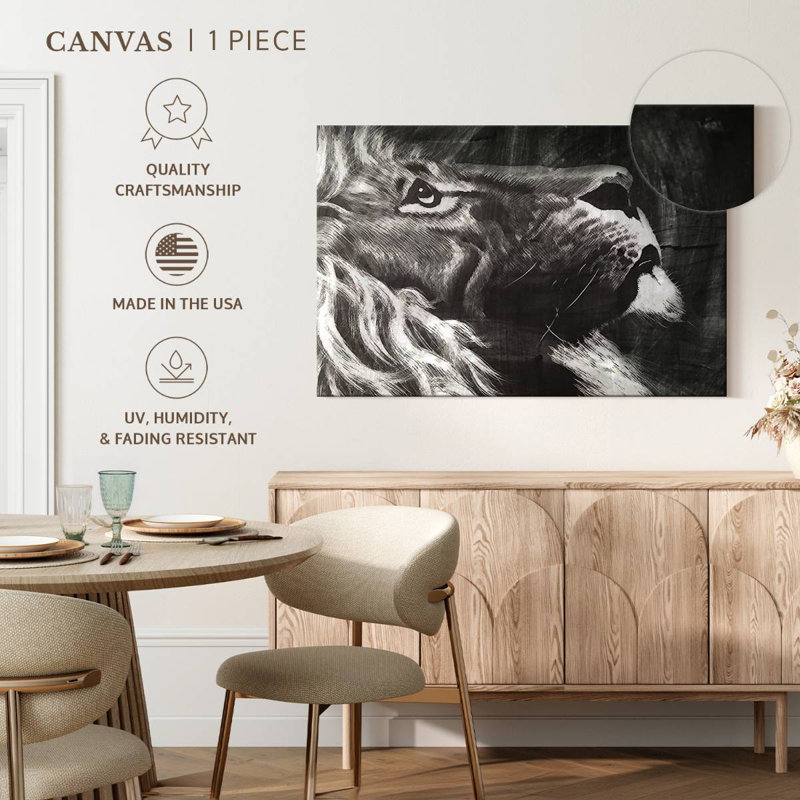Lion craie Brampt, H 34 po x l 51 po