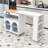 Rolling Kitchen Island with Extended Table, Kitchen Island with LED Light, Power Outlets and Storage-1316368928