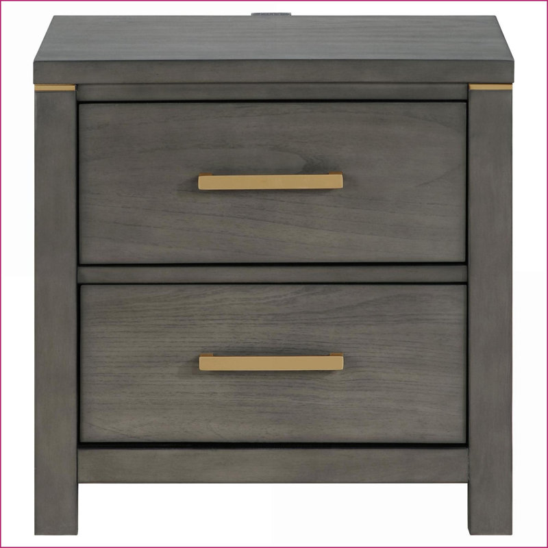 Table de chevet 2 tiroirs moderne avec port USB
