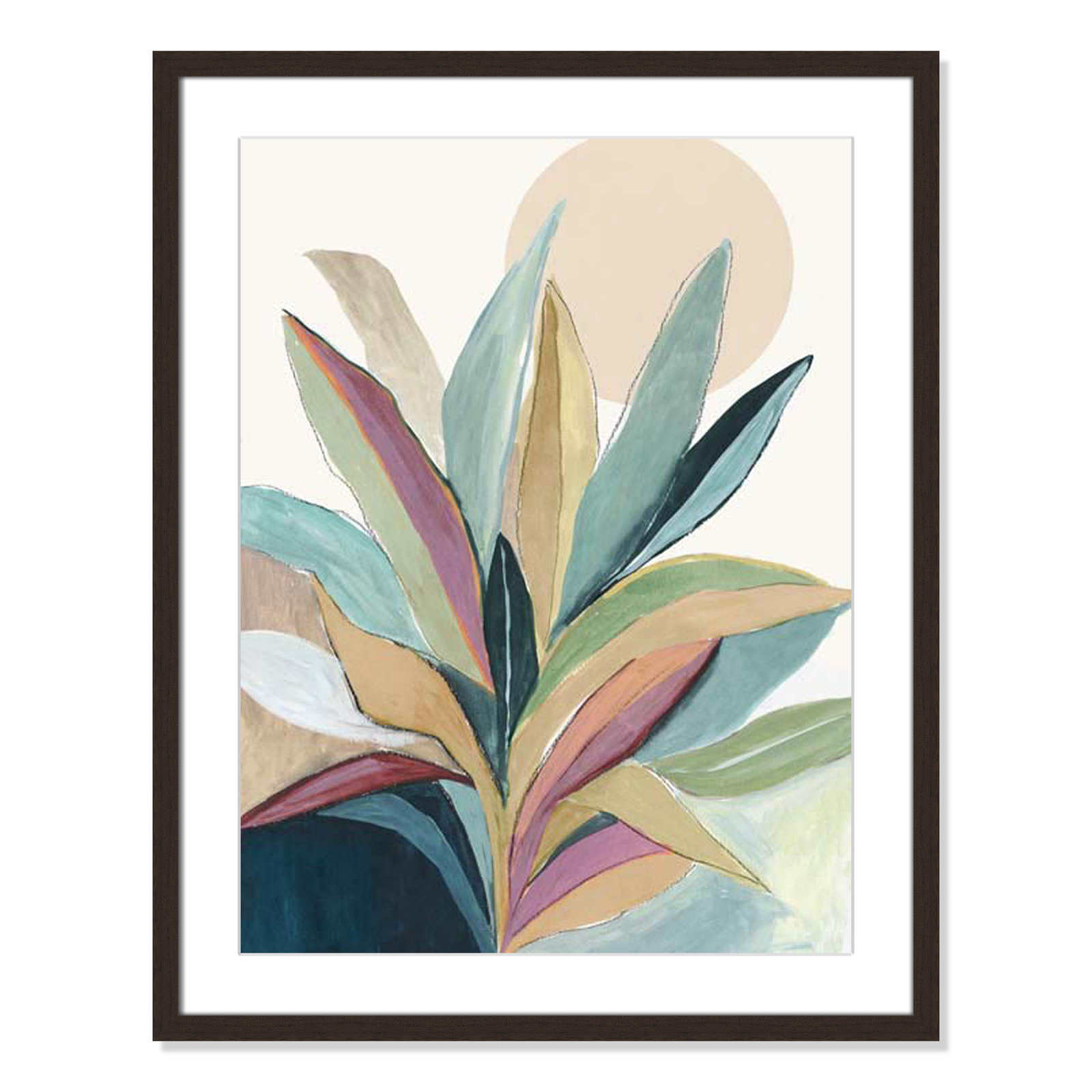 Sherbrooke Sunny Bright Leaves I by Asia Jensen Print, Yes, Walnut Single Picture Frame, 29.5" H x 23.5" W x 2" D