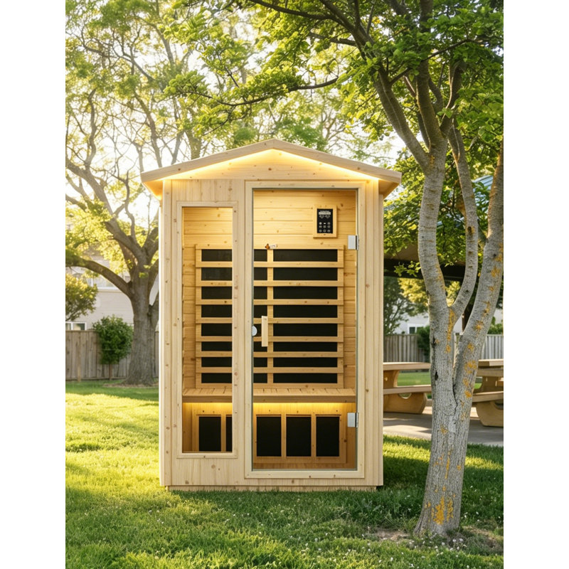 Sauna infrarouge lointain Nordhavn à 6 panneaux en épicéa de Norvège avec commande par application