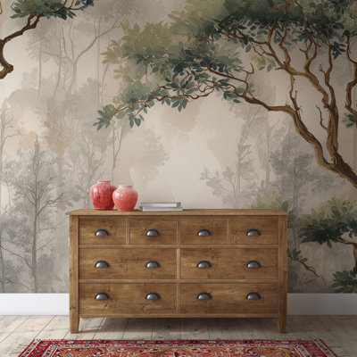 Murale forêt enchantée | Papier peint adhésif Misty Woodland | Décoration murale de chambre à coucher amovible
