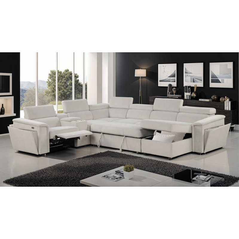 Canapé modulaire inclinable électrique en bois beige Harvey