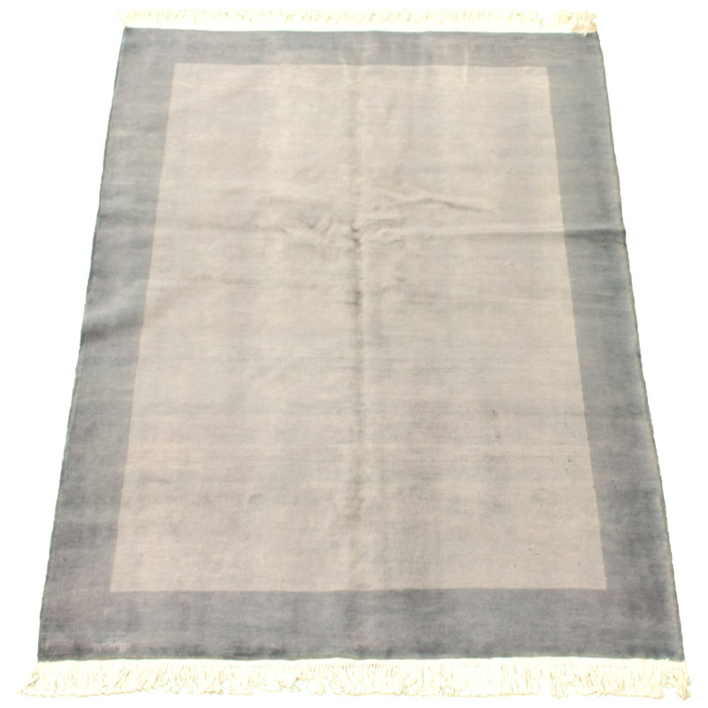 Tapis décoratif en laine de conception unique 4 pi 4 po x 5 pi 10 po noué à la main New Age