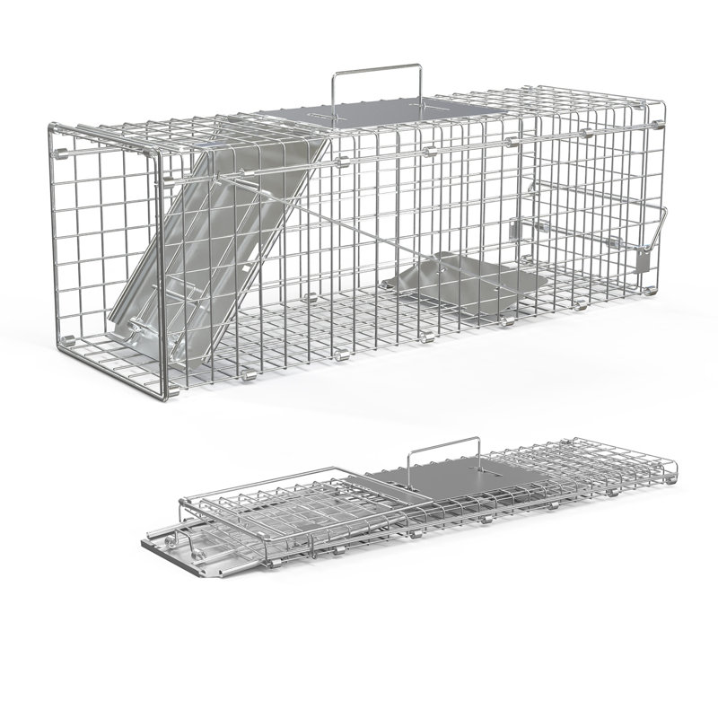 2Pcs 24X7.48X8.27IN Cages de piège à animaux vivantes et pliantes faciles à attraper et à libérer en acier galvanisé pour petits chats écureuils