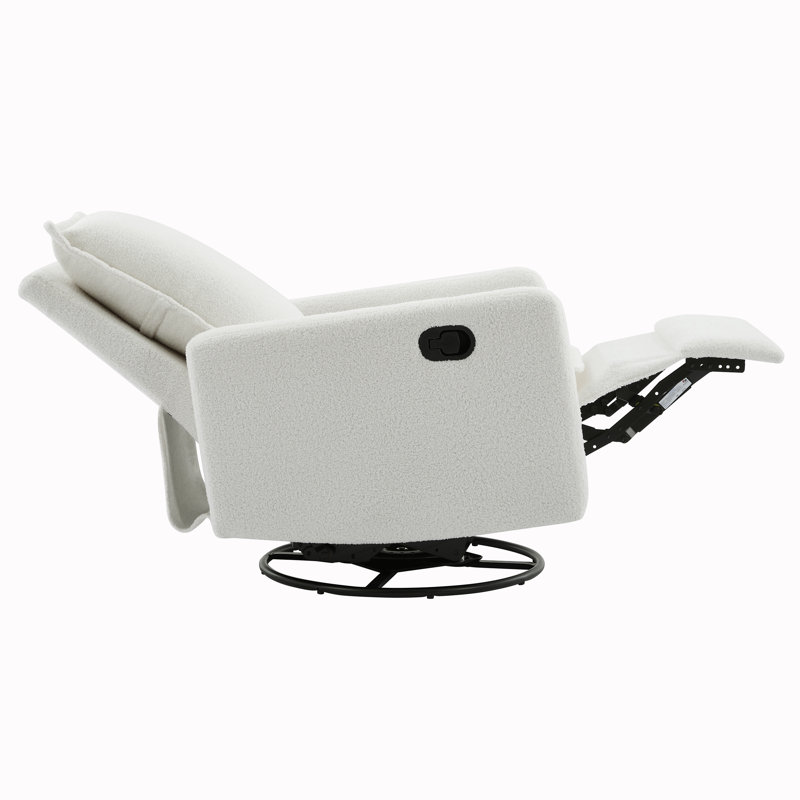 Glider Rocker Recliner, Rocking Chair Nursery, White Boucle