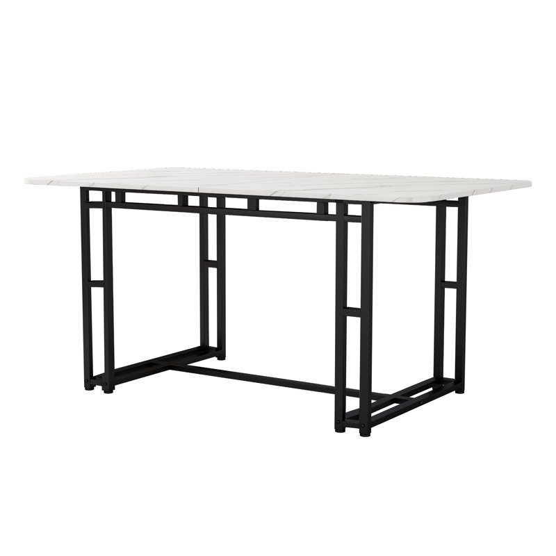 Loni Metal Base Dining Table, Black