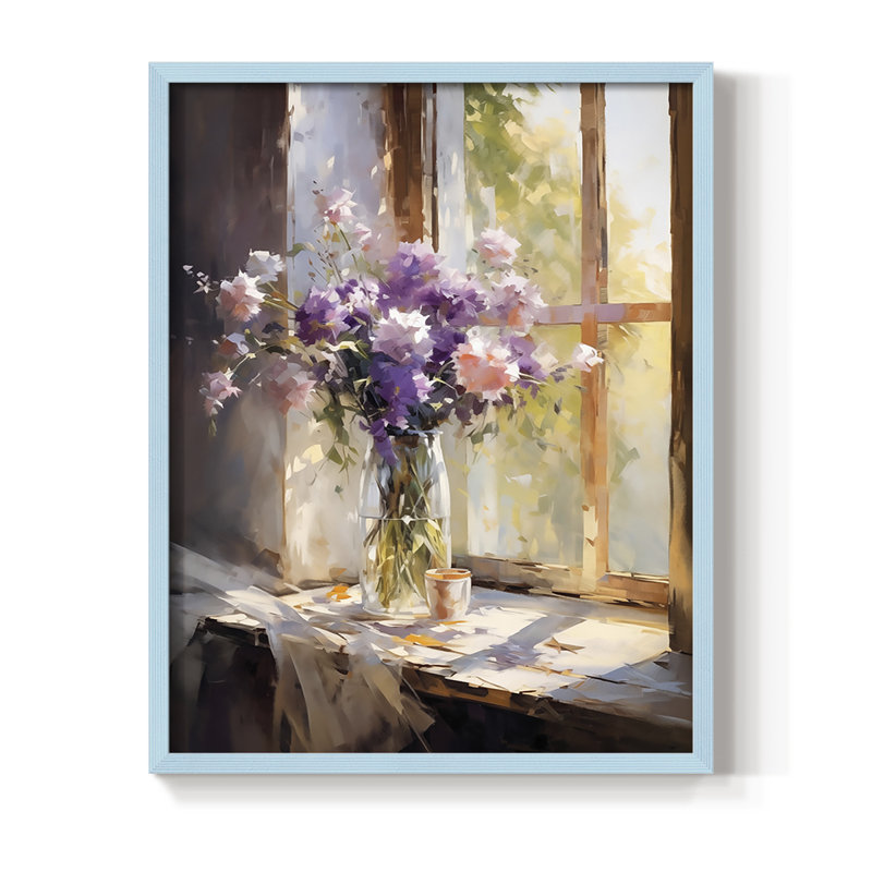 Reproduction encadrée FLORAL Series DCCXC III - bois massif, H 11 po x l 9 po, Bleu