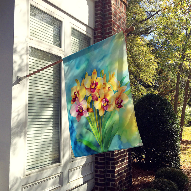 Orchidées dans le drapeau de la maison à l'aquarelle