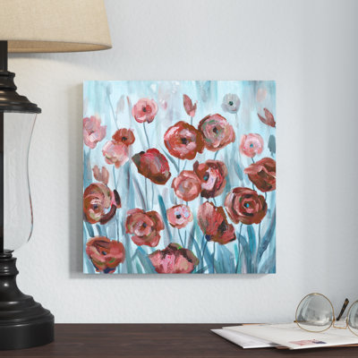 «Red and Blue Flower Field», reproduction sur toile