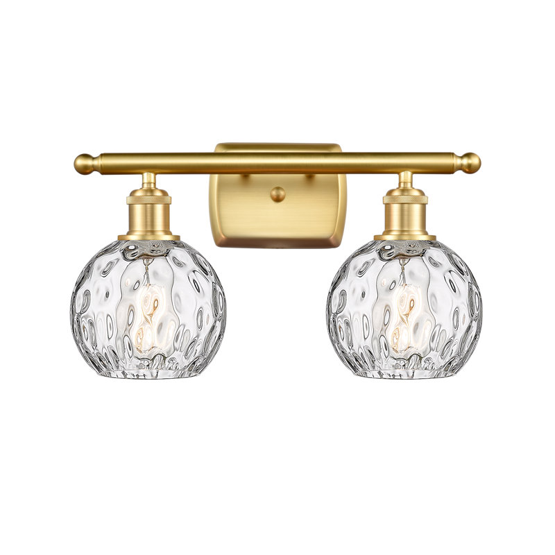 Éclairage pour salle de bain 2 lumières en acier et verre Cindi, DEL, Or satiné
