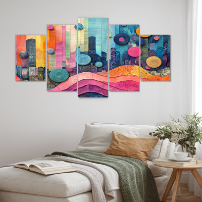 New York In Pink And Blue Tones - City New York Canvas Art Set