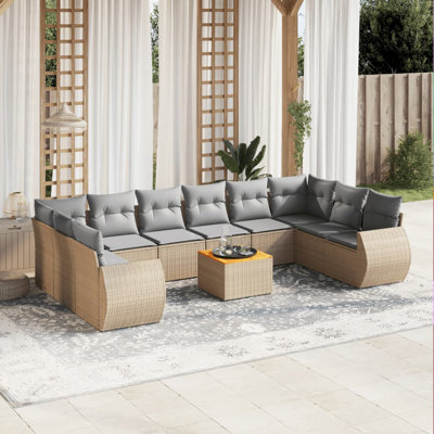  Ensemble de canapé de jardin beige et gris clair