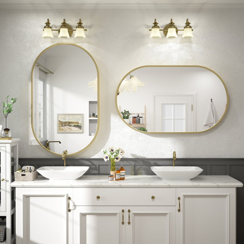 Miroir mural Amara, 40 po x 24 po, Or brossé