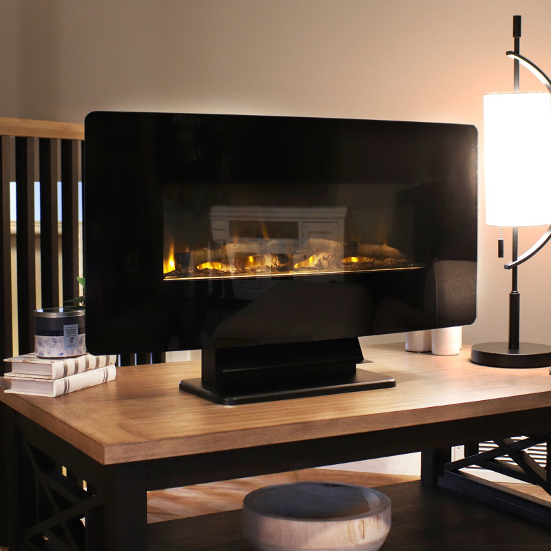 Einya Curved Face Tabletop Electric Indoor Fireplace - 35.75", 21.5" H x 35.75" W x 8.75" D
