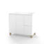 Meuble-lavabo de 36 pouces avec 2 portes et grands tiroirs, fermeture en douceur, style poignée, apparence blanche, pieds en bois massif naturel, ajusté pour lavabo moderne à fermeture en douceur, design, finition, céramique
