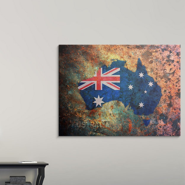 Francy «Australie Flag Map» par Deschamps, impression, H 18 po x l 24 po x P 1,5 po, Toile