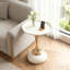 Petite table d'appoint ronde, tables d'appoint minimalistes modernes à piédestal en métal noir pour petits espaces, tables à martini décoratives à cannelures-960164137