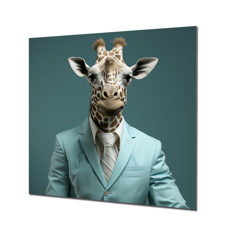 Bleu et gris habillé de mode girafe, H 16 po x l 16 po x P 1 po