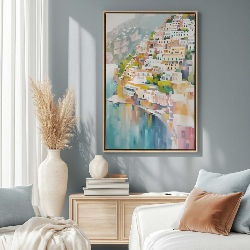 Port Cliffside Glow III, H 19 po x l 13 po, Toile avec cadre, Noir satiné