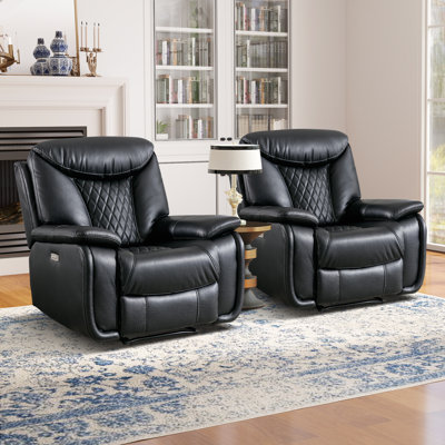 Mehrab 40.6" Wide Modern Diamond Home Theater Seating With Power Button And USB 