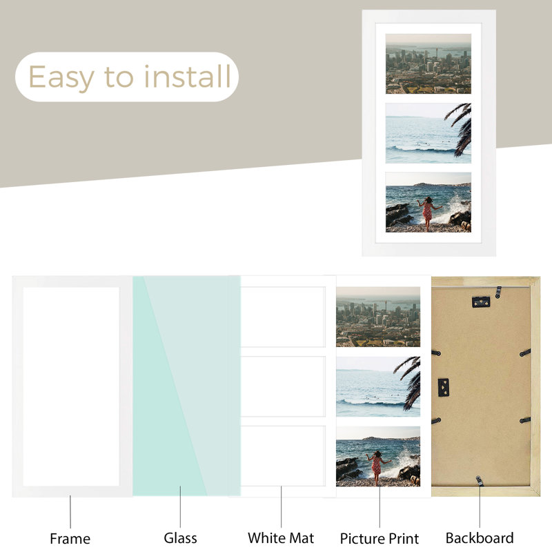 Campuzano Wood Gallery Wall  Picture Frame Set for 4x6 Photos, 7x14, 4" x 6", White