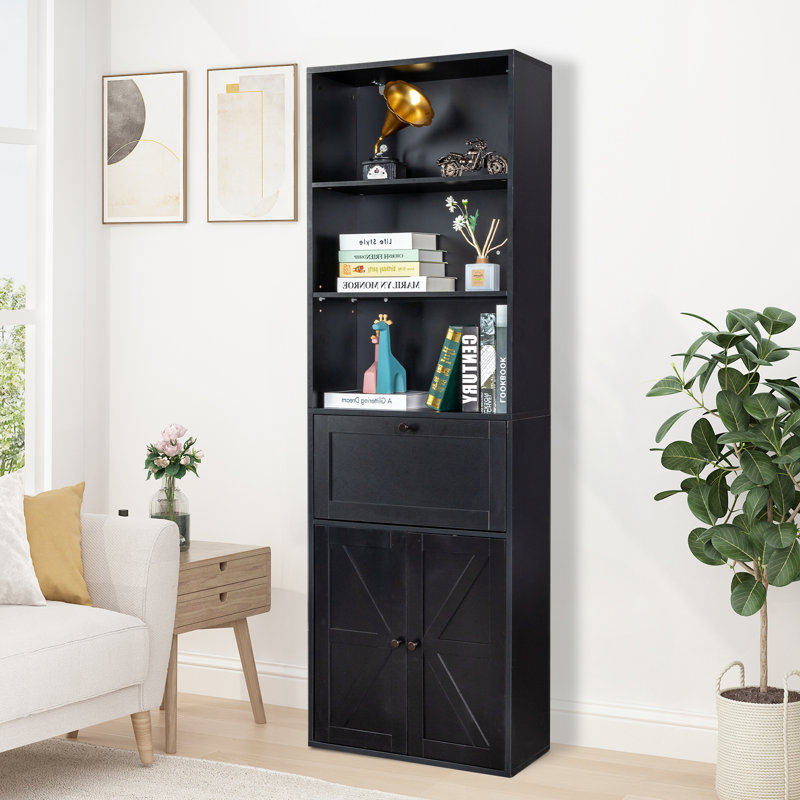 Black Ghore With 3-Layer 1-Drawer 2-Door 70.86in.H