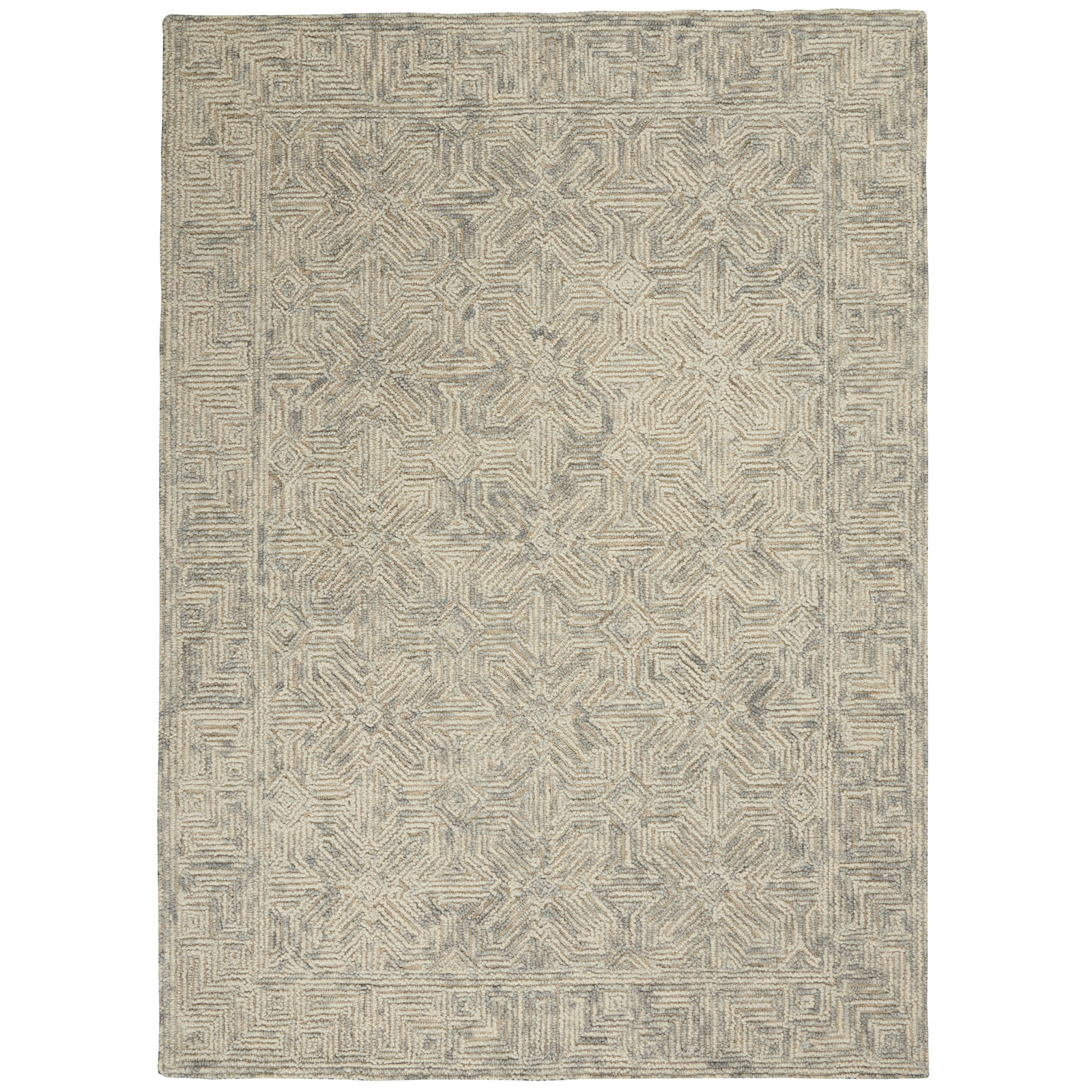 Joseph Beige Hand-Tufted Wool Rug, Rectangle 5'3" x 7'3"