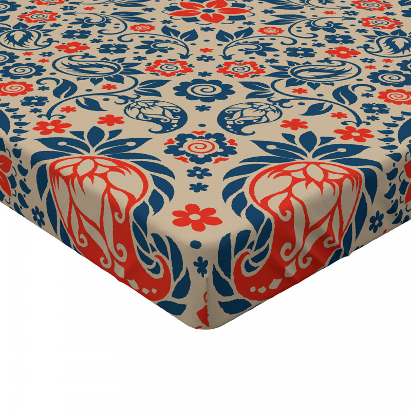Microfiber Animal Print Fitted Sheet, Blue/Orange Floral, Twin XL Fitted Sheet