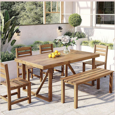 U_Style High-quality Acacia Wood Outdoor Table and Chair Set, Suitable for Patio, Balcony, Backyard(old sku:WY000432AAA)