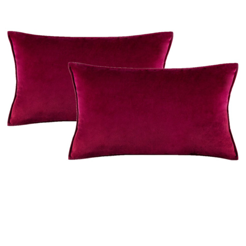  Housse de coussin carré en velours, Vin rouge, Coton