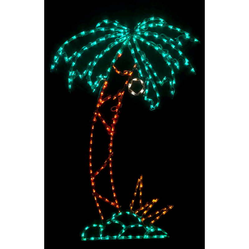 Palmier avec étalage lumineux des Fêtes