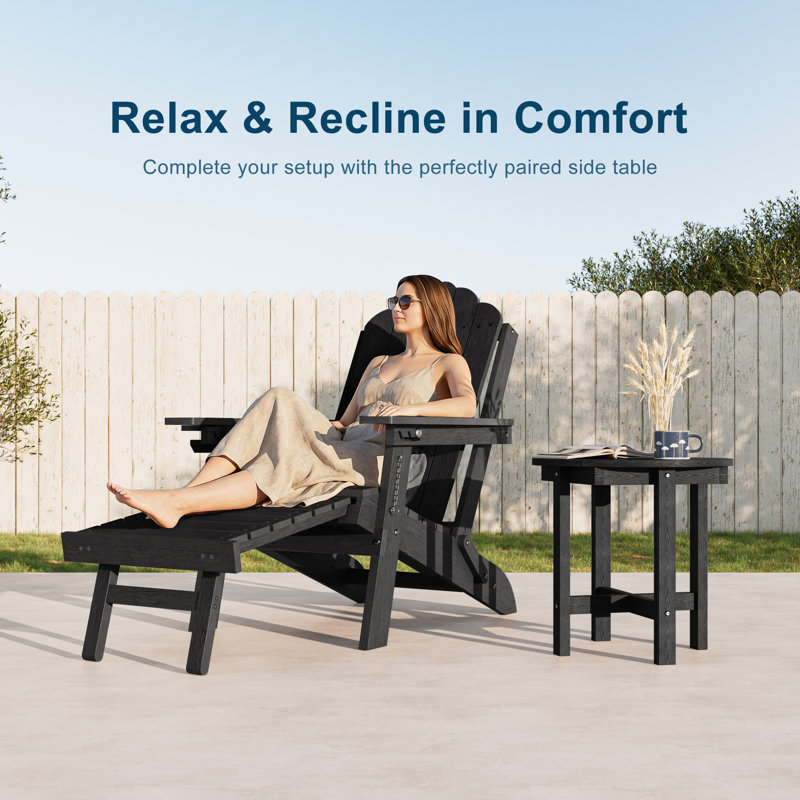 All-Weather HDPE Patio End Table, Easy Maintenance Small Outdoor Table, Fade-Resistant Side Table for Backyard, Pool, Porch 