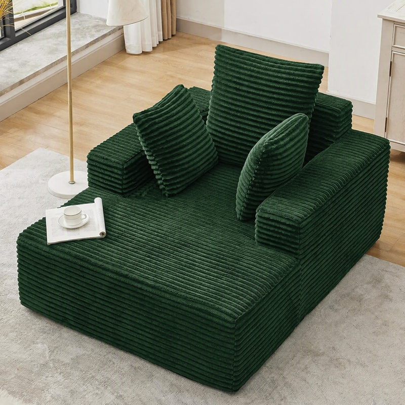 Méridienne moderne surdimensionnée en flanelle de 47 po, sans assemblage, 47 po