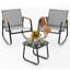 Ensemble de patio à bascule 3 pièces avec accoudoirs en bois massif et table basse-1563453227