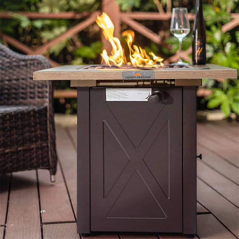 Rectangle Propane Smokeless Outdoor Fireplace, Dark Brown