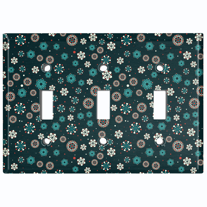 Christmas Ice Snow Green Blue 3 - Gang Toggle Light Switch Standard Wall Plate