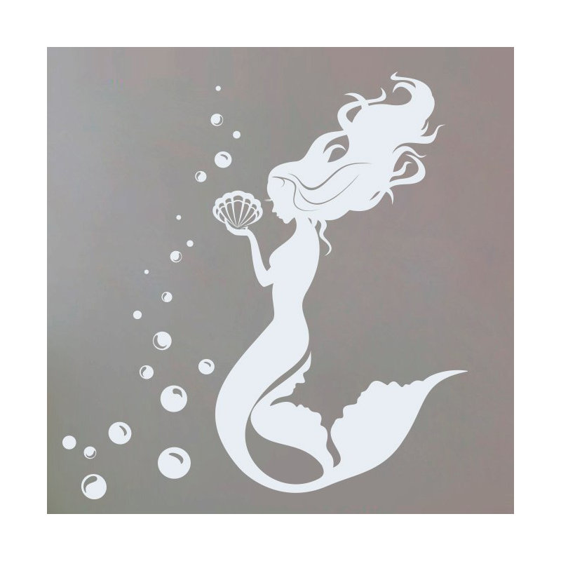 Décalcomanie murale sirène, Blanc