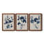 Bleu marine et feuilles de lin II - ensemble de 3 peintures sur toile encadrées-1524676179-1524676205