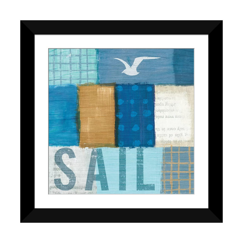 « beachscape series : collage v », reproduction d’impression sur toile, H 16 po x l 16 po x P 1 po, Papier d'art encadré noir