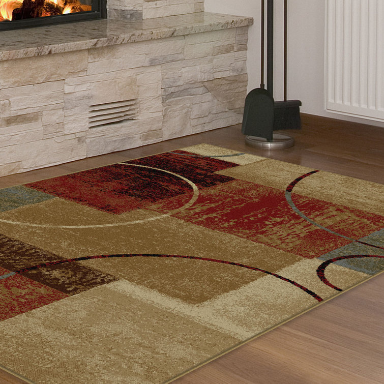 Abercorn Abstract Red/Brown Area Rug