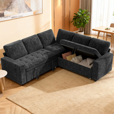 Sectional Sleeper Sofa With Pull Out Couch, Modern 5 Seat L Shaped Modular Couch, Sectionals Modular Sofa With Storage, Comfy Sectional Couches For Living Room & Apartment