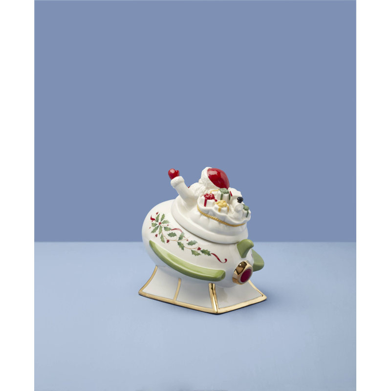 Holiday Figural Santa's Rocket Covered Candy Dish