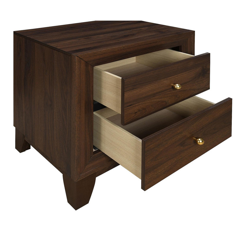 2-Drawer Nightstand Bedside Table Walnut
